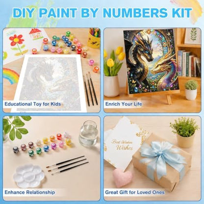 Dragon Paint by Numbers Kit for Adults, DIY Oil Painting Canvas 16x20inch - Image 7
