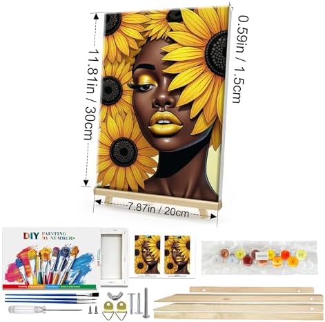 HeeBenor Framed Paint by Numbers Kit for Adults, Black Women, 8x12 Inch - Image 2