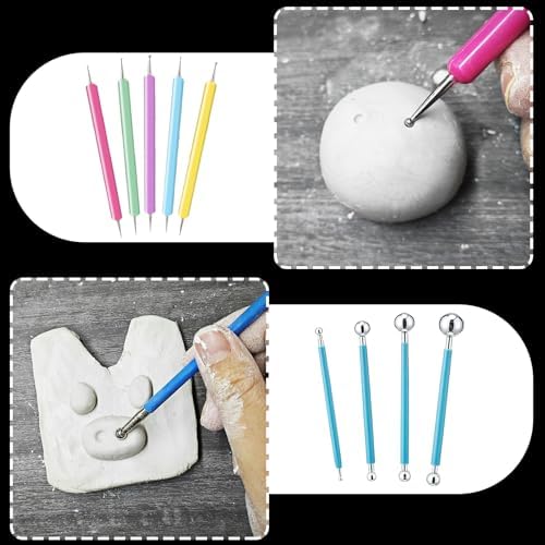 EIGTWEN 100ml Air Dry Clay Glaze and 29pcs Clay Tools Kit, Gloss Varnish - Image 3