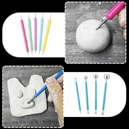 EIGTWEN 100ml Air Dry Clay Glaze and 29pcs Clay Tools Kit, Gloss Varnish - Image 3