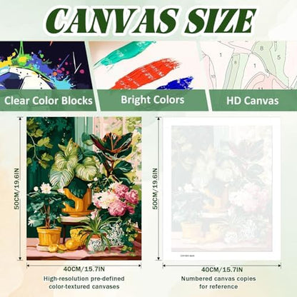ICYANART Plant Paint by Numbers Kit for Adults, Adult Paint by Number Kits - Image 4