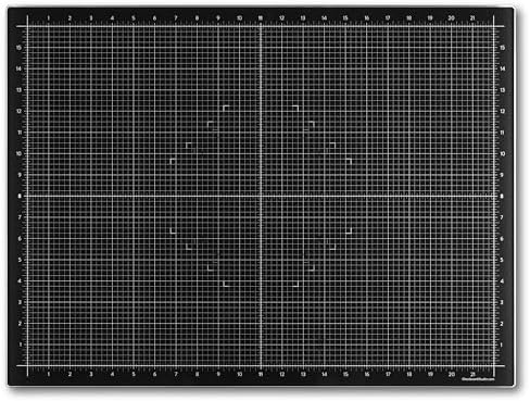 GLASSBOARD STUDIO Rich Black Glass Craft Mat (18x24in) - Magnetic, Heat & Scratch Resistant, Stain-Proof for Crafting, Cutting, Painting, Mixed Media Artwork - Grid & Angle Lines, Non-Slip Rubber Feet by GlassboardStudio