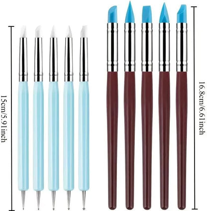 10 Pcs Silicone Clay Sculpting Tools Set, Double-Ended Dotting Tools & Silicone Brushes for Polymer Clay, Air Dry Clay, Pottery & DIY Crafting - Image 4