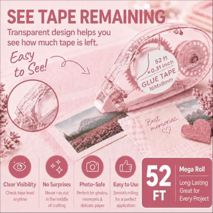 MARCADORUS Double Sided Tape Roller, Scrapbook Glue Tape 6 Pack, Extra-Long - Image 4