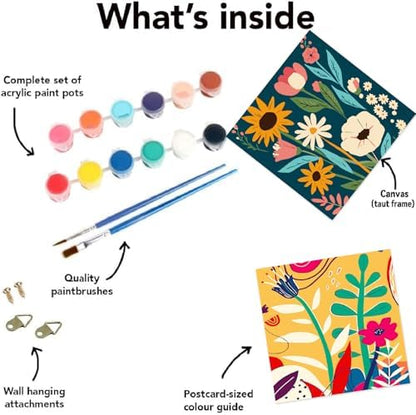 FQOVKYN 4 Pack Paint by Numbers Kit for Adults with Frame Flower Easy, Abstract Art Floral Framed Painting by Numbers on Canvas, DIY Acrylic Watercolor Oil Paint Kits for Home Decor 8 x 8 Inch - Image 7