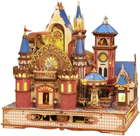 DIY 3D Wooden Puzzles for Adults,Alnwick Castle Miniature House Kit with LED Lights Arts and Crafts for Home Decor Creative Gift for Boys Girls by LogicTwist