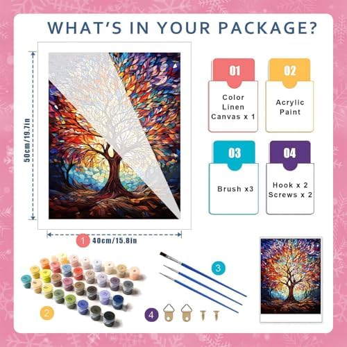 HITO Tree of Life Paint by Numbers Kit for Adults 16x20 Inch Frameless - Image 2