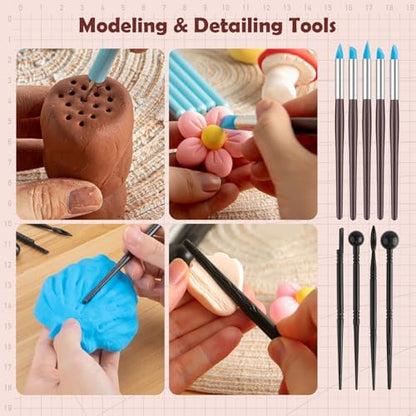 27PCS Clay Tools Sculpting, Ceramics Tools Set, Ceramic & Pottery Modeling Tools, Air Dry Clay Tools, Polymer Tools Kit for Carving, Molding, Pottery Wheel, Crafting Supplies, Pros, Beginners, Adults - Image 6