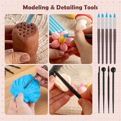 28PCS Ceramic & Pottery Modeling Tools, Clay Tools Sculpting, Polymer Tools Kit, Ceramics Tools Set, Air Dry Clay Tools for Carving, Molding, Pottery Wheel, Crafting Supplies, Pros, Beginners, Adults - Image 6