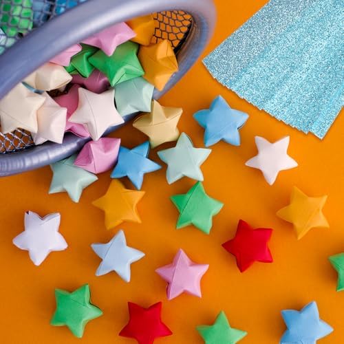 MECCANIXITY 360 Sheets Origami Paper Glitter Stars Papers Light Green Fold Paper for Beginner Arts Crafts Projects,0.4 x 9.3 Inch - Image 4