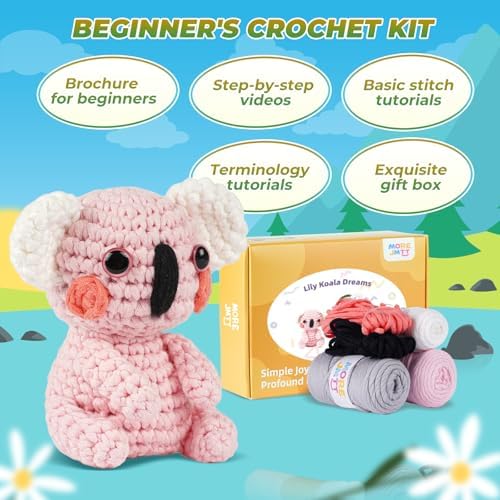 MOREJMTT Crochet Kit for Beginners, Crochet Animal Kits,Crocheting Kit for Starters, Learn to Crochet with Step-by-Step Video Tutorials, Beginner Crochet Kit for Adults(2 Pack Koala) - Image 6