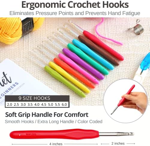 Piccassio Crochet Kit for Beginners – Complete Starter Set for Adults & Teens with 20 Yarn Colors, Hooks, Book & Organizer Bag – Learn to Make Amigurumi, Plushies & Handmade Gifts - Image 3