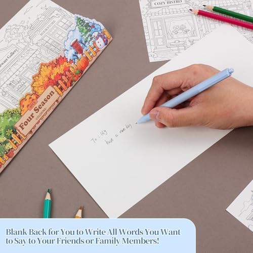 Birthday Coloring Cards, 4 Unique Blank Greeting Card Set with Streetscape, Season&Storefront, DIY Art Craft for Kids, Adults, Holiday Gift Ideas for Mom, Friends, Thank You&Greeting Card Collection - Image 7