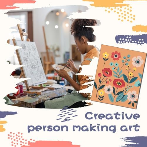Sherr 108 Pcs Flower Sip and Paint Kit, Pre Drawn Canvas for Adults - Image 6