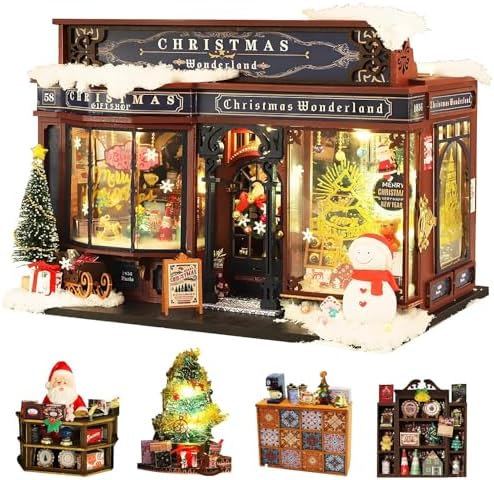 CUTEROOM Miniature House Kits for Adults, Mini Dollhouse Wooden Furniture Kit, DIY Craft Kits Creative Room Tiny House for Decoration- Christmas Wonderland by CUTEROOM