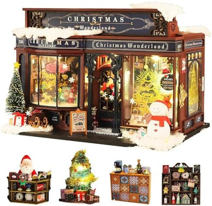 CUTEROOM Miniature House Kits for Adults, Mini Dollhouse Wooden Furniture Kit, DIY Craft Kits Creative Room Tiny House for Decoration- Christmas Wonderland by CUTEROOM