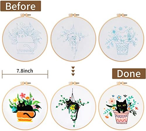 Nuberlic 3 Pack Embroidery Kit for Beginners with Cat Pattern - Image 3