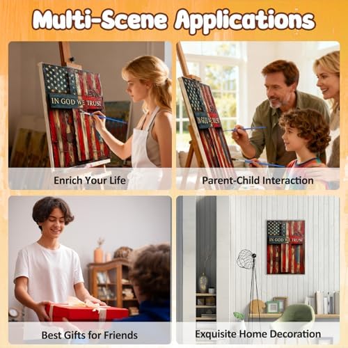 MAXBYE American Flag Framed Paint by Numbers Kits for Adults with Wooden Easel, Easy Adult Paint by Number Kits on Canvas, DIY Oil Paintings for Beginners Gift Home Wall Decor 10×14 Inch - Image 7