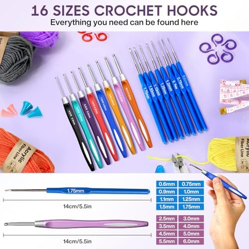 89 PCS Crochet Kit, 35 Colors Acrylic Yarn Skeins and Crochet Accessories - Image 5