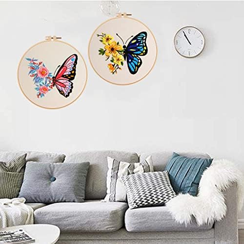 Konrisa Embroidery Starter Kits with Butterfly Flower Pattern, Stamped Cross Stitch Kits for Beginners Adults DIY Sewing Include Embroidery Hoop Embroidery Fabric Threads and Needles,Set of 2 - Image 6