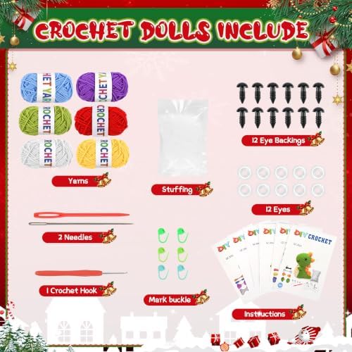 Lixktsoo 6Pcs Crochet Kit for Beginners, 2027 DIY Craft for Adults, Great Gift for Crochet Lovers, Crocheting Animal Kits with Step by Step Videos,Yarn,Crochet Hook,Birthday Holiday Gift - Image 3