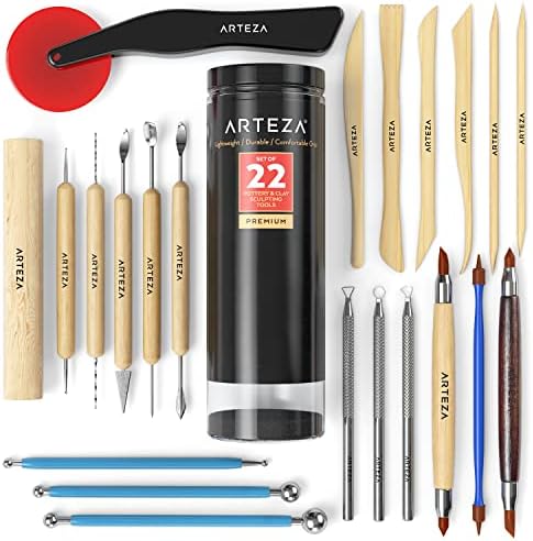 ARTEZA Pottery and Sculpting Tools, 22-Piece Set for Modeling and Carving by ARTEZA