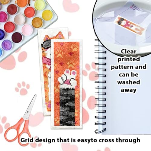 ORIGACH 6 Set Cute Cat Cross Stitch Bookmark Kit for Beginner - Image 3
