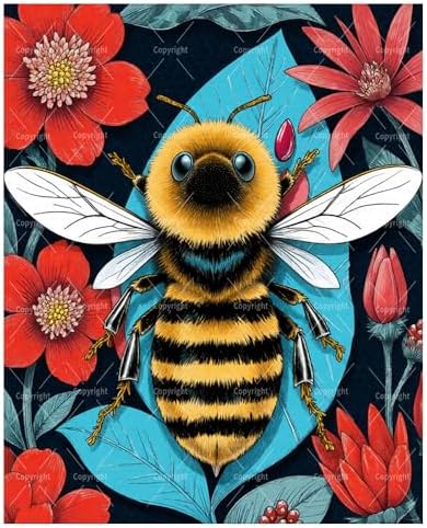 Bee Paint By Numbers Kit For Adults - Diy Bumblebee And Flowers Painting On Canvas 16X20 In, Acrylic Paint Set, Suitable For Beginners, Gift For Women Art For Home Decoration Or Gifts, Unframed by Unknown