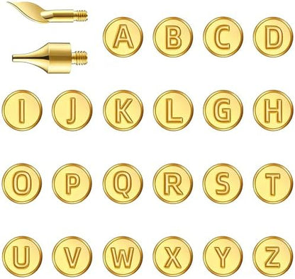Wood Burning Tips Letters Set, Alphabet Template Branding tip for Embossing and Carving Crafts Carving Iron Paste Tool Adult Embossing Beginner DIY 28Pcs - Image 2