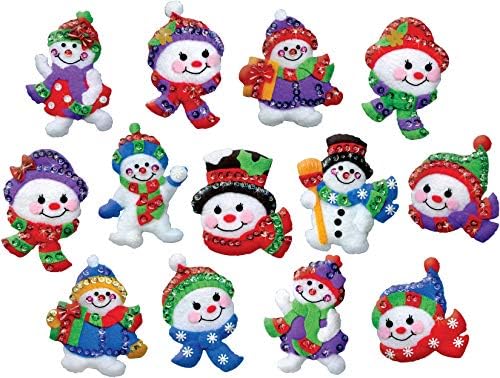 Jolly Snowmen Felt Ornament Kit - Set/13 - Image 2