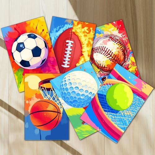 6 Pack Sports Paint by Numbers Kit for Adults Beginners 8x12 Inch, Basketball Football Paint by Number Kits on Canvas, Colorful DIY Acrylic Oil Number Painting Kits for Adults, Home Decor Gift - Image 5