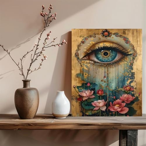 xcemhil Paint by Numbers Kit for Adults Eye, Paint by Number Eye and Lotus, Paint by Numbers Kits for Adults Beginner for Gift and Home Wall Decor 16x20 Inch - Image 2