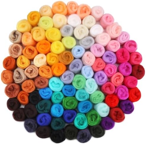Mayboos 96 Pcs Needle Felting Wool, 48 Colors Wool Roving 3g / Pack by Mayboos