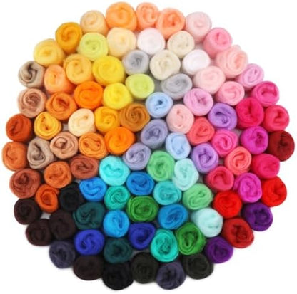 Mayboos 96 Pcs Needle Felting Wool, 48 Colors Wool Roving 3g / Pack by Mayboos