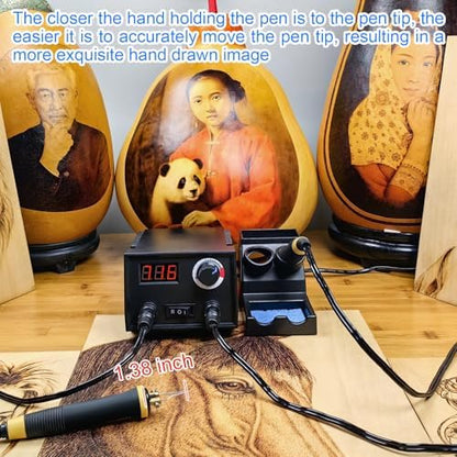 FIRElood Wood Burning Tool, Wood Burner kit Pen 25~750℃, Wood Burning kit with Digital Thermometer Temperature Adjustable Temperature, 2 pyrographic Wood Burning pens, 30 Wood Burning Pen Tips - Image 4