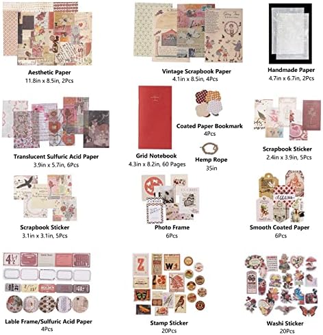 JOYCHOIC Vintage Scrapbook Supplies Aesthetic Journaling Kit, Scrapbook Papers Quote Stickers TN Notebook Large Collection for Bullet Junk Journal, Planner DIY Arts Craft Collage - Image 4