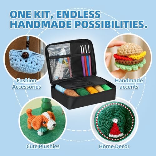 iptek Crochet Kit for Beginners Adults，Crochet Yarn for Beginners, 10colors Total Crochet Yarn Kits with Easy-to -See Stitches，Includes Basic Stitch Guide and extensive amigurumi Video tutorials. - Image 6