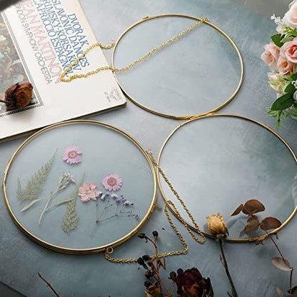 4 Inch 4 Pcs Pressed Flower Frames Double Glass Frame Wall Decor, Gold - Image 4