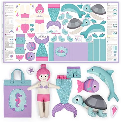 kullaloo Cut & Sew Fabric Panel – Mermaid Craft Sewing Kit for Kids Beginners – DIY for Girls & Boys (Underwater Tales) by kullaloo