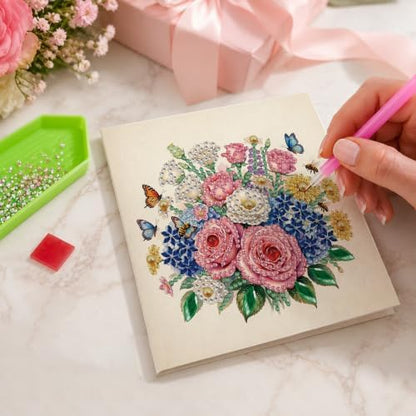 6 Pack Flower DIY Diamond Art Greeting Card Kit with Envelopes - Image 5