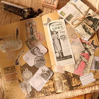 200Pcs Vintage Scrapbook Stickers, Aesthetic Junk Journal Stamping Supplies Kit, Scrapbooking Ephemera Washi Paper for Bullet Journaling Planners Diary Collage - Image 4