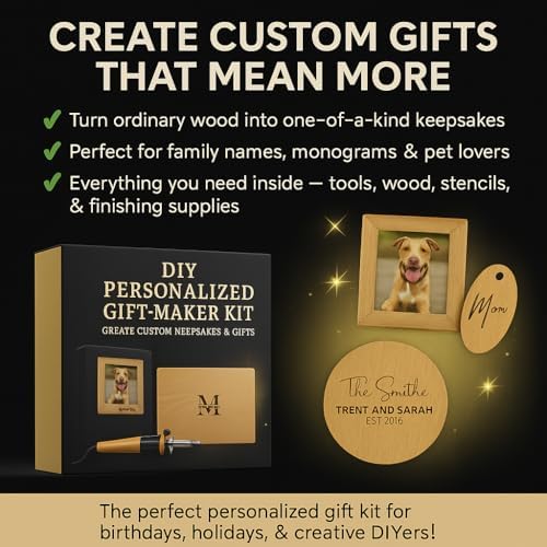 DIY Woodburning Gift-Maker Kit — Screen-Free Holiday Break Activity (Ages 12+) — Personalize Cutting Board, Coasters, Keychains & Frame — Tool, Tips, Instructions, Wood Blanks Included - Image 4
