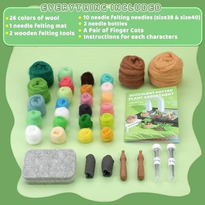 Yizzvb Needle Felting Kit, 15 Pcs Succulent Wool Needle Felt Beginner Kits - Image 3