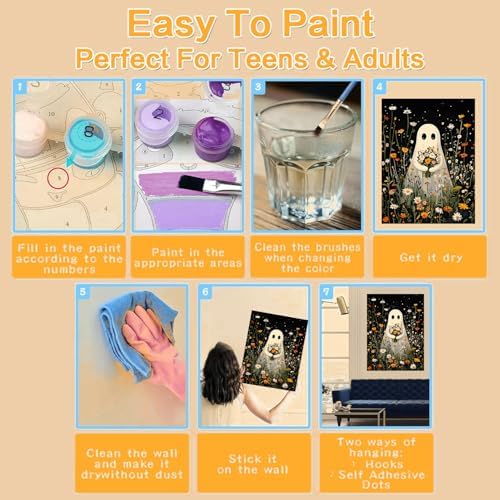 Halloween Framed Paint by Numbers Kits for Adults 12x16in with Wooden Easel - Image 7