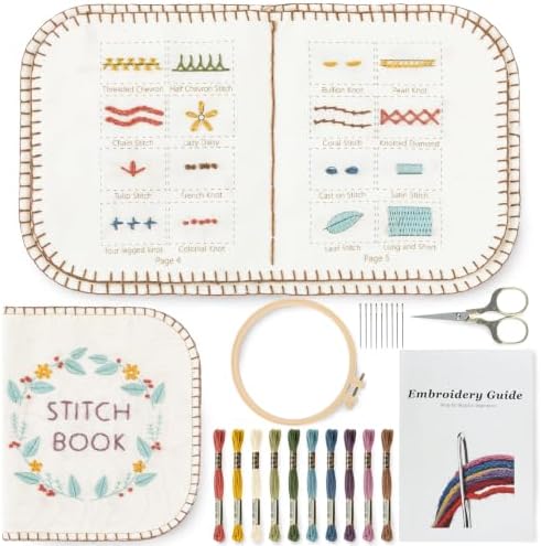 Heamodon Embroidery Stitch Book Kit for Beginners, Hand Embroidery Kits for Adults, Embroidery Book Kit for Beginners by Unknown