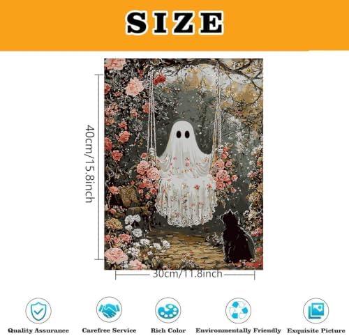 Halloween Cats Paint by Numbers Kit for Adults Framed Canvas, Frameworkless - Image 3