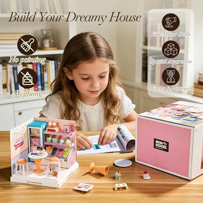 Miniature Ice Cream Shop DIY Kit with Display Case - Image 3