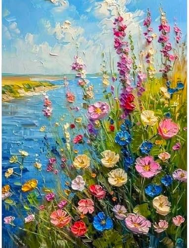 YarnMate Wild Flowers Paint by Numbers for Adults,Paint by Number for Adults Beginner,Easy Acrylic Paint by Number on Canvas for Relax and Home Wall Decor 16X20 Inch (Without Frame) by YarnMate
