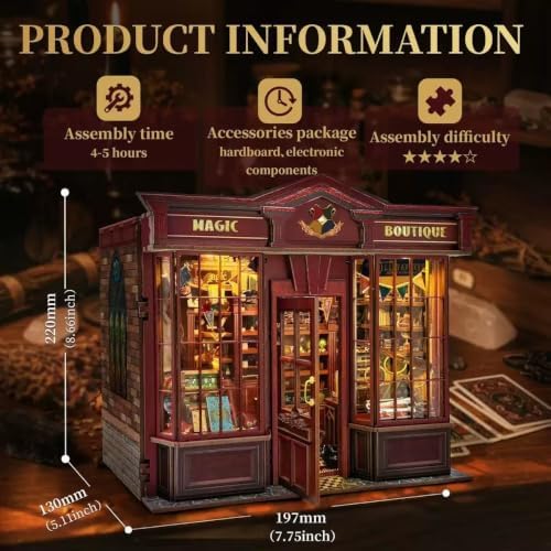 Book Nook Kit DIY Miniature House Coffee Shop 3D Wooden Puzzle Kit Book Nook Building Set for Family & Friends - Image 3
