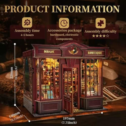 Book Nook Kit DIY Miniature House Coffee Shop 3D Wooden Puzzle Kit Book Nook Building Set for Family & Friends - Image 3